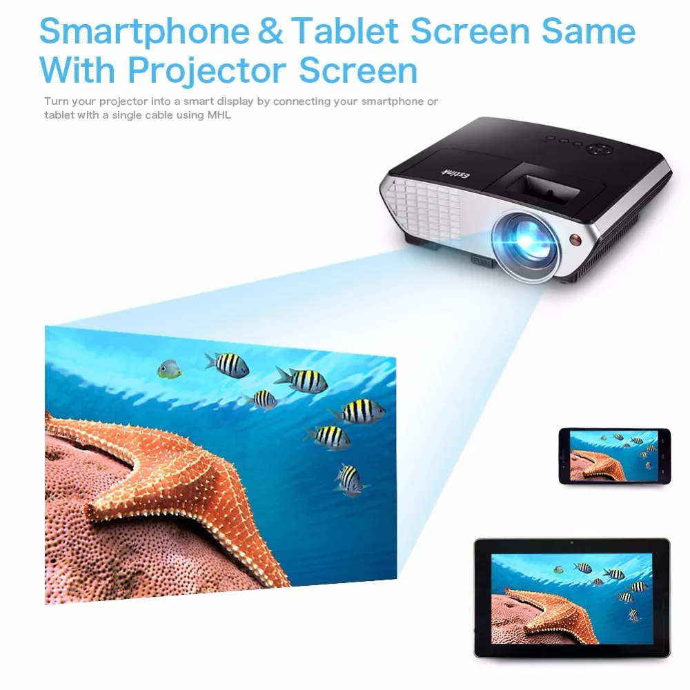 HD Projector 2000 Lumens LCD LED Multimedia Portable mini Video Projector Home Theater Cinema Movie Projector Black 803B