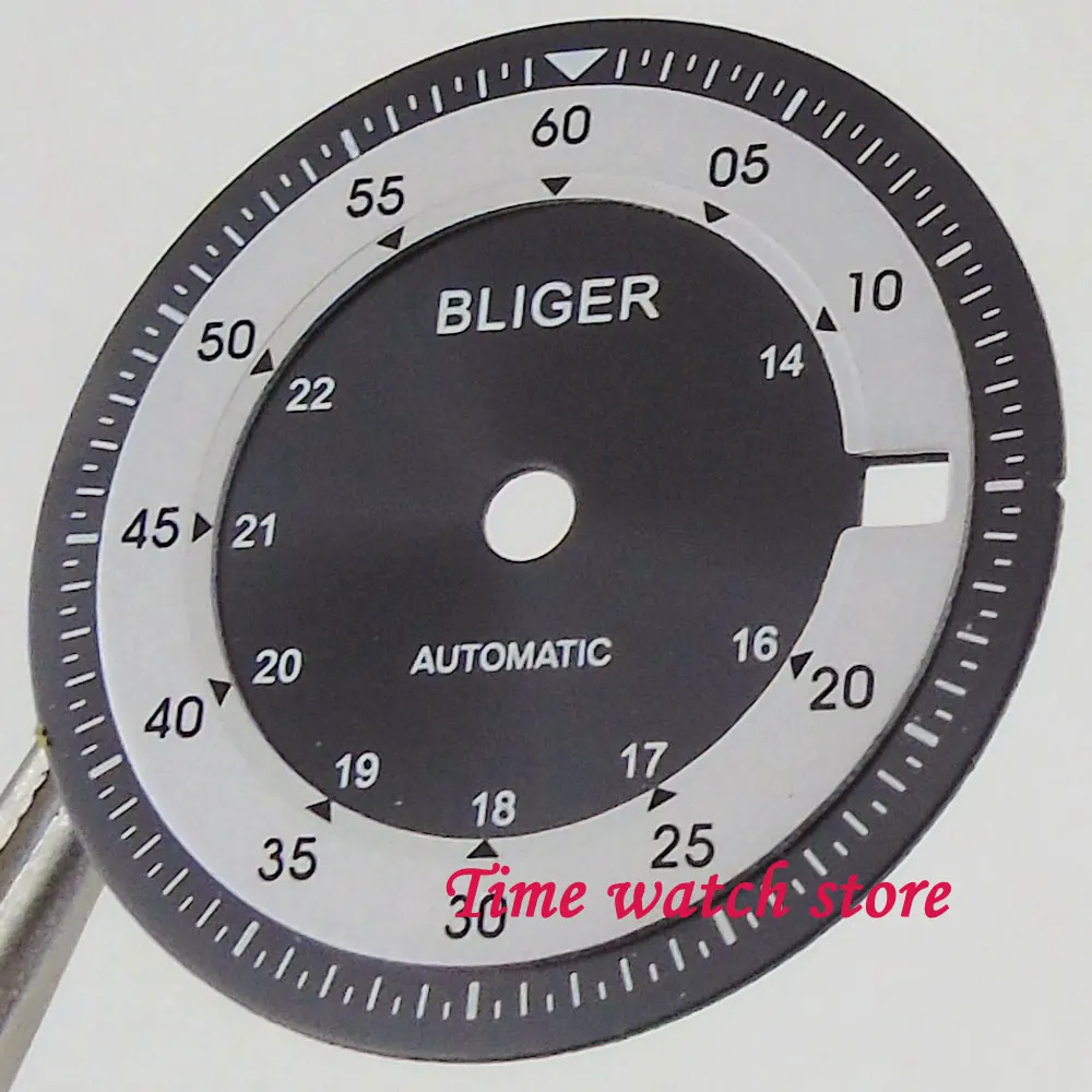 Часы BLIGER черные/белые 28 5 мм двойной часовой пояс подходит для DG 2813 MIYOTA 8215 механизм