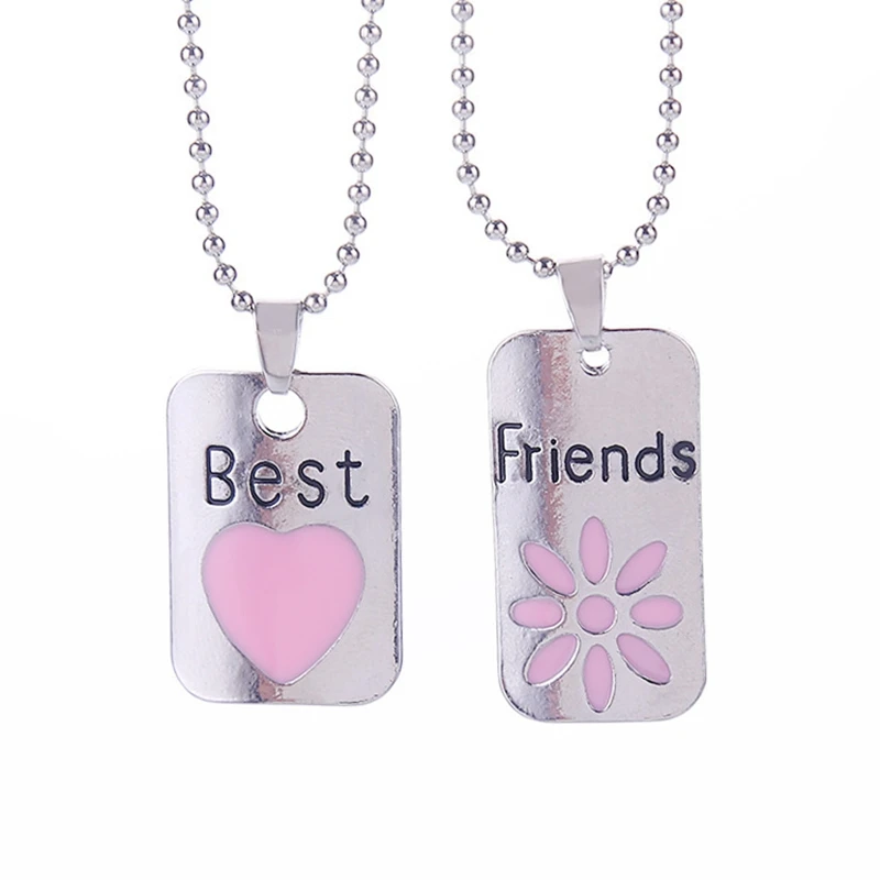 Детское ожерелье Best Friends розовое колье БУКВЕННОЕ сердце цветок кулон символ