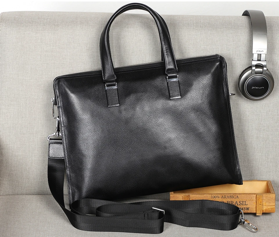 Мужской портфель из натуральной кожи, сумка для бизнеса, известный бренд, сумки через плечо, Офисная сумка, 14 дюймов, сумка для ноутбука, высокое качество