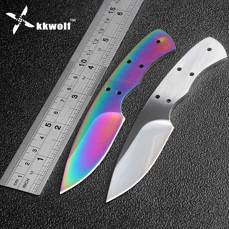 

KKWOLF DIY Hunting Knife blade sharp handmade knife billet Camping Tactical Survival Knives accessories EDC tools Free shipping