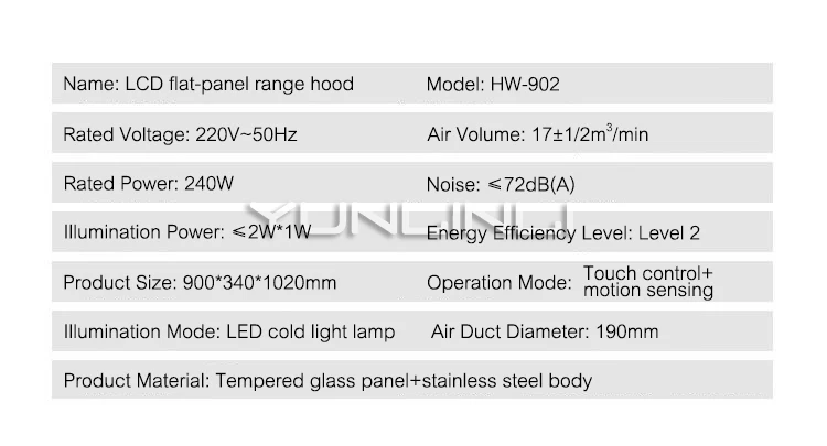 Household Range Hood Stainless Steel Smoke Exhaust Ventilator Touch Control+Motion Sensing Control Kitchen Ventilator HW-902