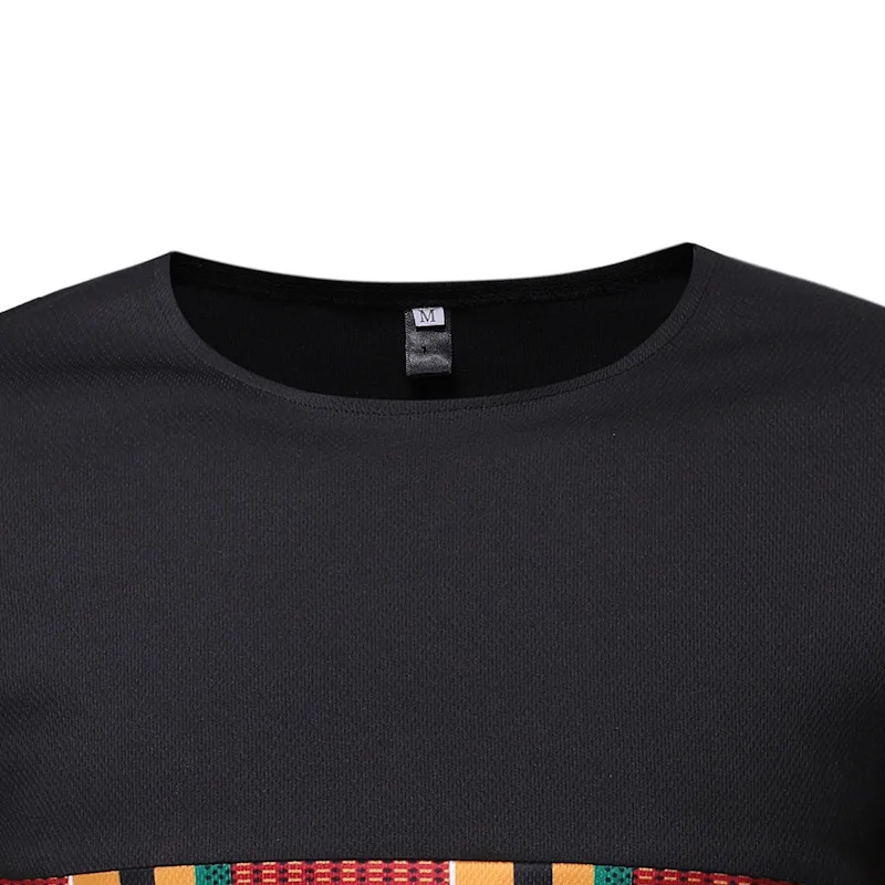 T-shirt blanc noir hommes wax dashiki 12