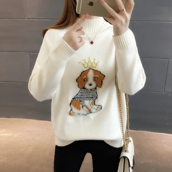 

2020 Autumn and winter new loose wild Korean students long-sleeved half-high collar knitted hedging thickening sweater