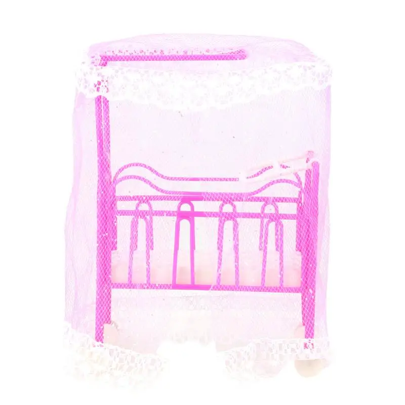Beb-Cama-para-Pequeno-Kelly-Dolls-para-Meninas-Barbie-com-Mosquiteiro-Cama-Brinquedo-Super-Bonito-Acess