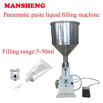 

Small size paste filling machine pneumatic foot control cleanser toothpaste shampoo small dosage machine