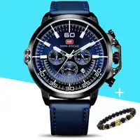 ice Blue Men's Watches Fashion Sports quartz-watch stainless steel mesh Brand men watches Multi-function Wristwatch Chronograph