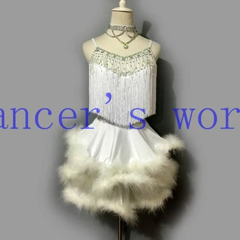 

New style Latin dance costume sexy senior tassel feathers latin dance dress for women latin dance competition dresses S-4XL