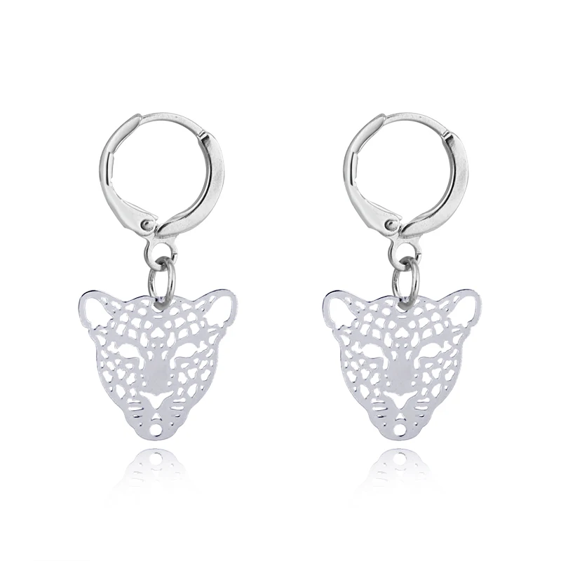 Charm Europe Hollow Leopards Head Hoop Earrrings Round Gold Silver Animal Earring Women Jewelry Boho Small Metal Earrings (8)