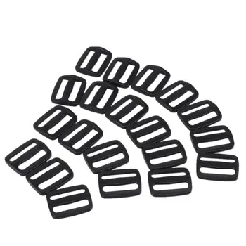 

2.5cm Black Plastic Webbing Slide Triglides Adjusters Webbing Buckles Pack of 20