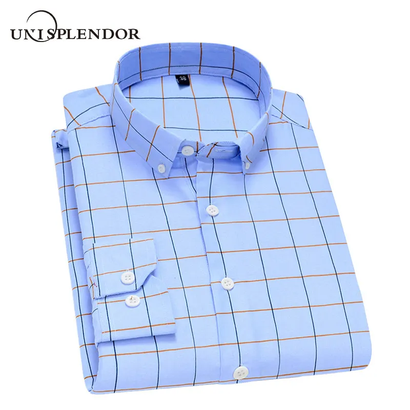 

Unisplendor Spring Autumn Men's Shirts Casual Long Sleeve Men Clothing Casual Plaid Business Man Dress Shirt Soft Brand YN10476