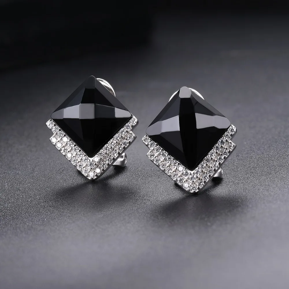 Tanie Hutang naturalne czarny agat kobiet klipsy stałe 925 Sterling Silver grzywny klasyczne Korea styl biżuteria New Arrival na prezent