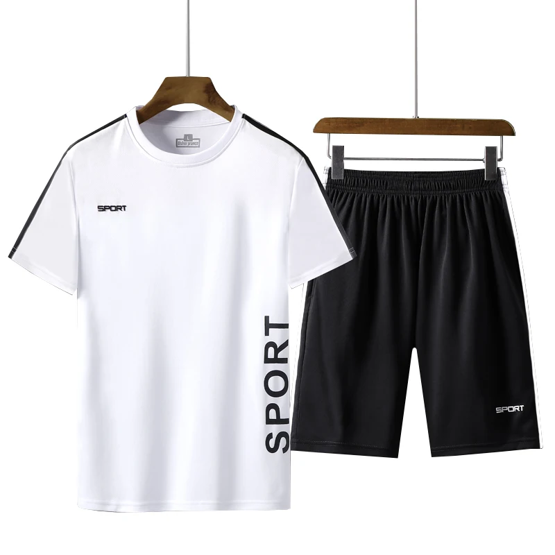 Спортивный костюм мужские новые летние мужские спортивные костюмы короткие наборы баскетбольные модные футболки с круглым вырезом + шорты