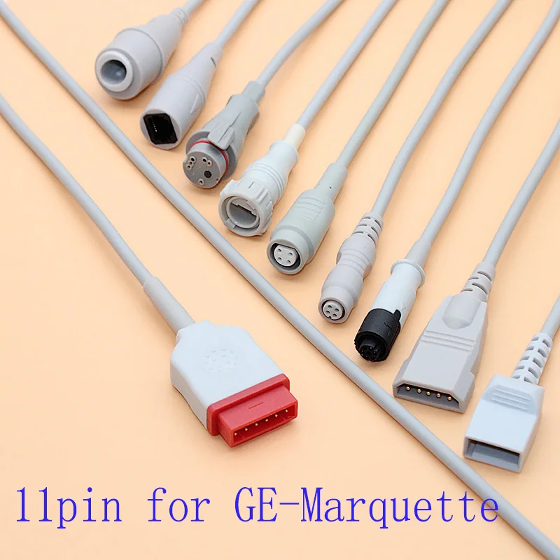 

Argon/Medex/HP/Edward IBP sensor trunk cable and pressure transducer to 11pin GE Mraquette solar/dash/easgle/tram monitor