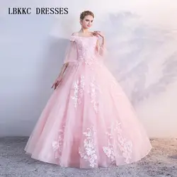 Детское розовое Пышное Платье, бальное платье из тюля с кружевом, элегантное шесть 16 платьев, платье на день рождения, Vestidos De 15 Anos Quinceanera