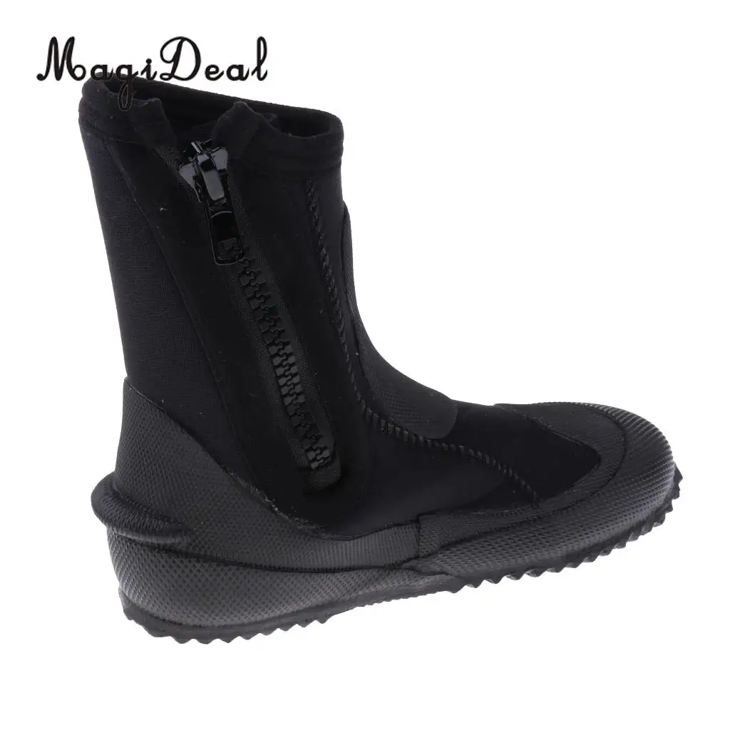 MagiDeal Unisex 5mm Premium Neoprene Hi Top Wetsuits Zipper Boot Diving Boots Water Sports Snorkeling Booties Shoes Black
