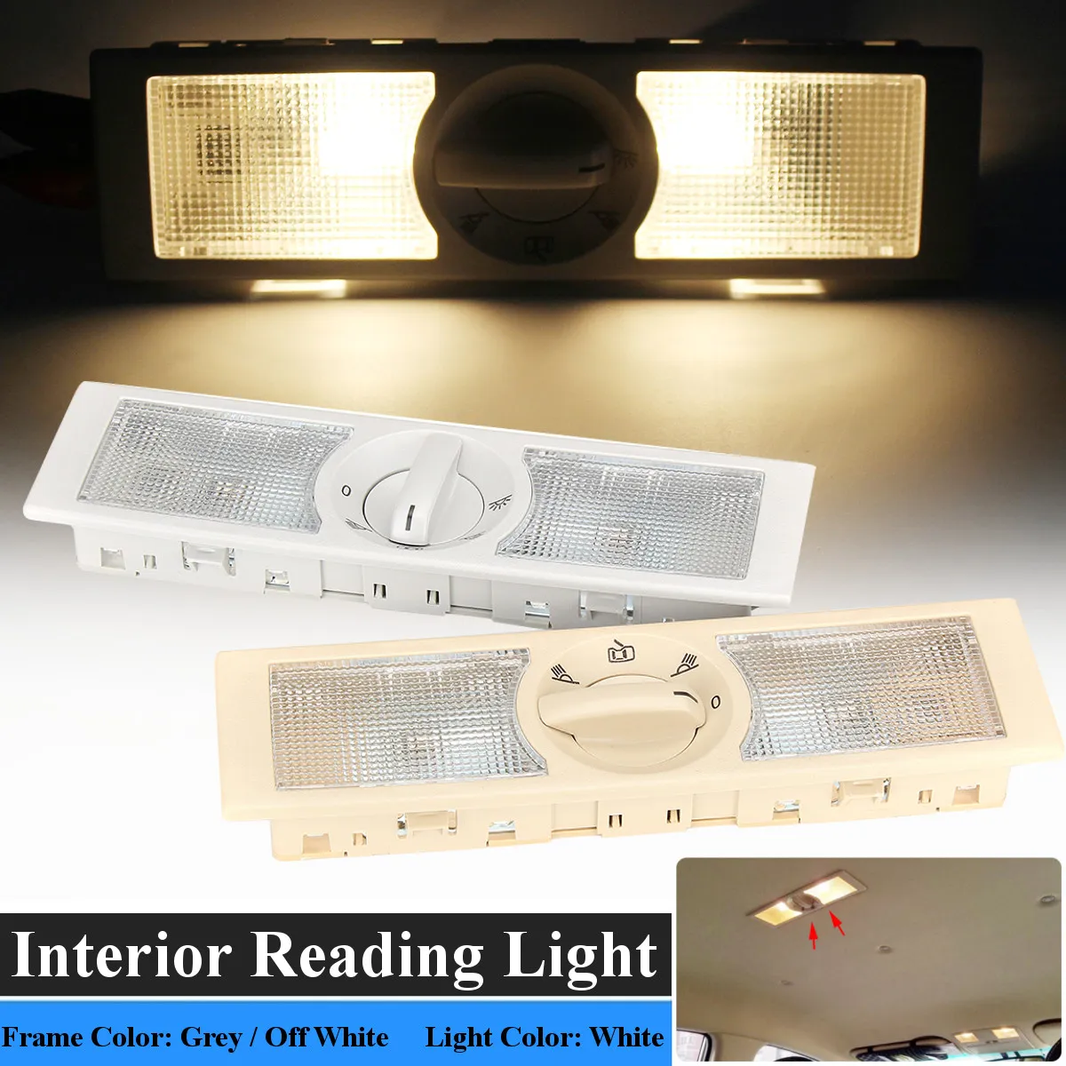 

6Q0947291A Car Interior Dome Reading Light Rear Roof Lamp 3 pin for Volkswagen/VW POLO for SKODA SEAT Gray or Off-white