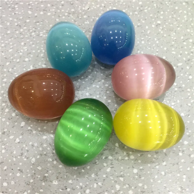 

1PC Natural Cat's Eye Stone Egg Different Color Gemstone Massage Yoni Egg Crystal Reiki Healing Chakra Stone Home Decoration