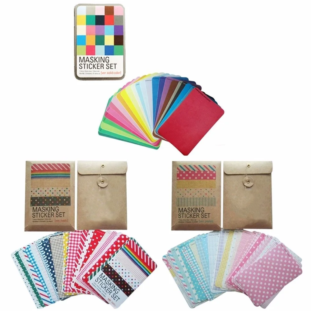 27 Sheets Korea Pretty Sticker , Cute Masking Sticker Set - Sticker Paper Colorful Paper Tape