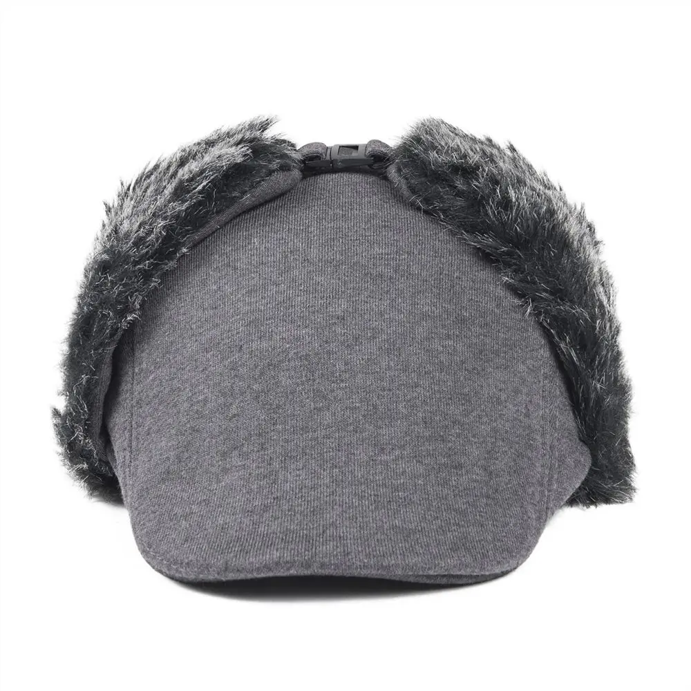 VOBOOM уха лоскут Bomber Hat для мужчин зимние мягкие серый хлопок теплый плоский Плющ