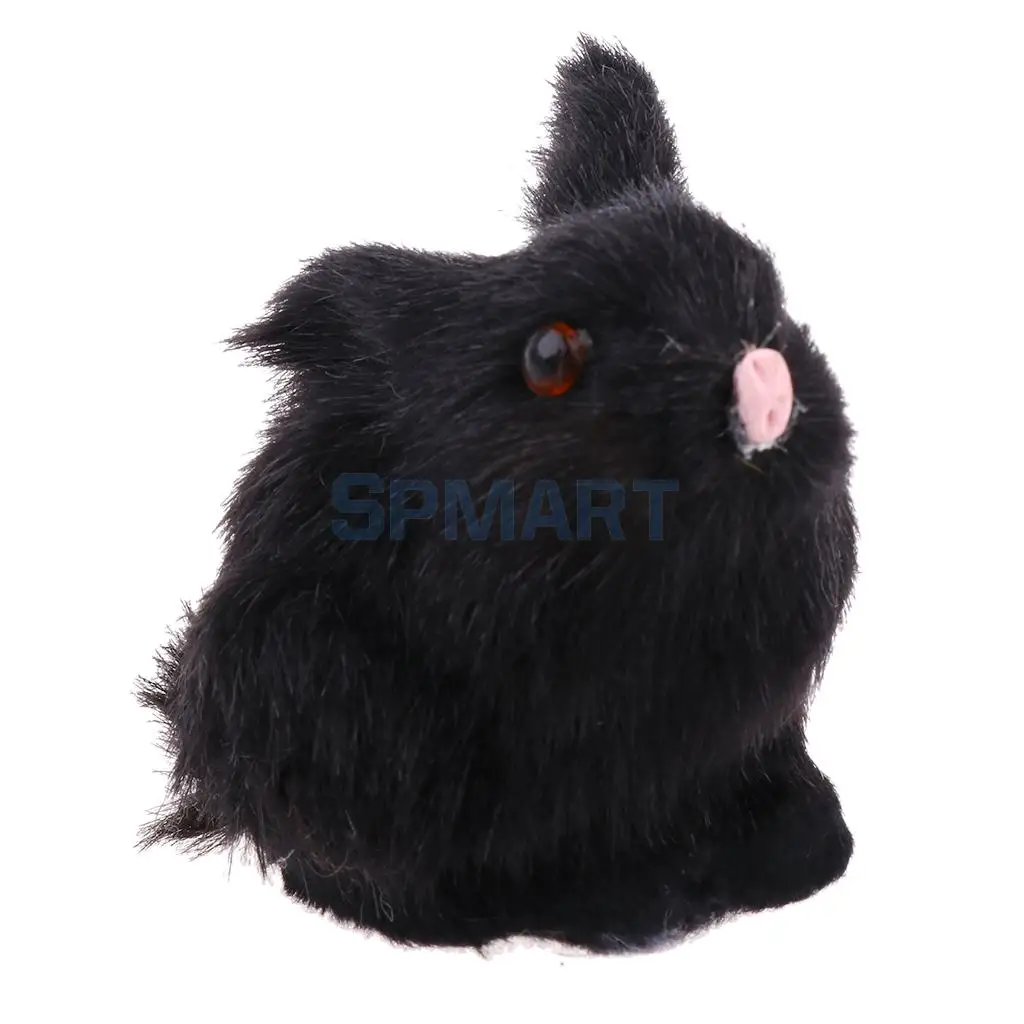 Lifelike Simulation Plush Stuffed Rabbit Hare Bunny Animals Model Figure Plush Figures Soft Toy Home Decoration Black