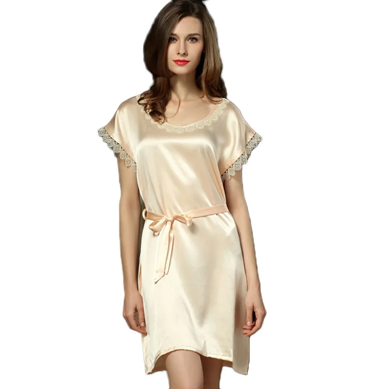 2016 New 100 Natural Silk Sexy Sleepwear Female Plus Size Women's