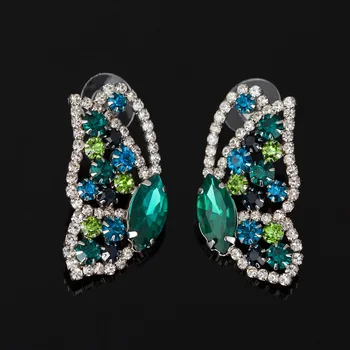 

2016 Best Fashion sliver Women Lovely Butterfly Crystal Stud Earrings Famous Designer Jewelry for Women Free Shipping #E051