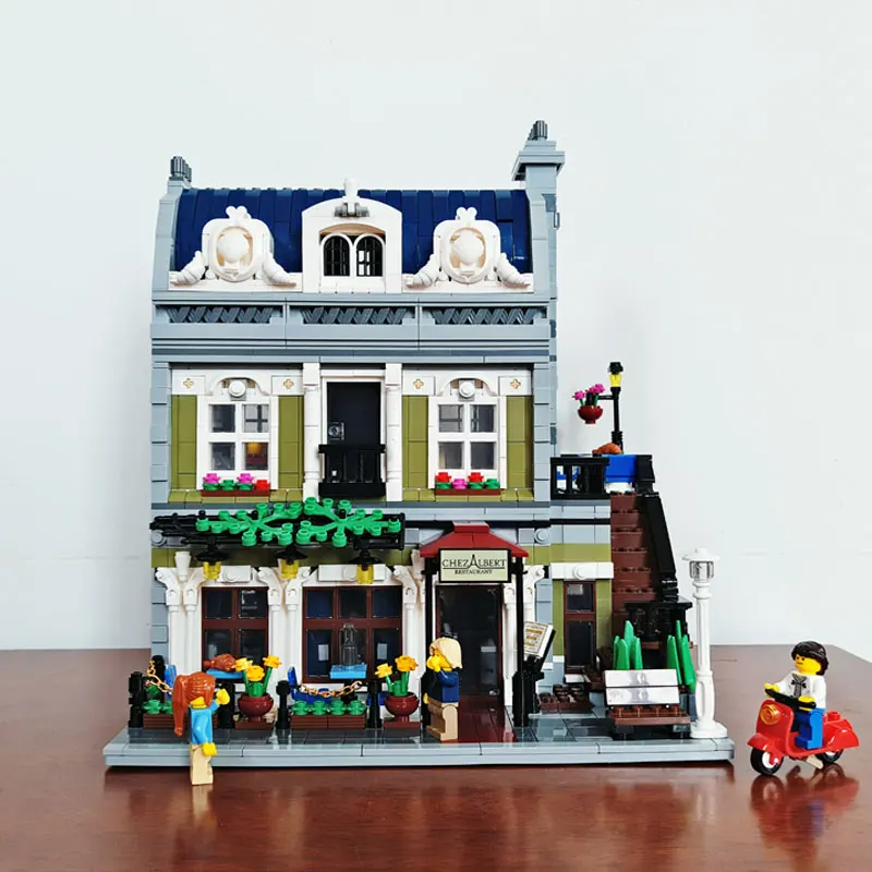 

15010 2418Pcs Creator Parisian Restaurant Apartment Children Building Blocks Bricks Toys Model Compatible Legoings City Street