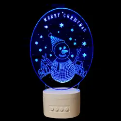 Bluetooth Колонки видения 3D лампа прекрасный ночник 5 цветов chang настольная лампа Музыка огни снеговик Атмосфера лампы Рождество подарок