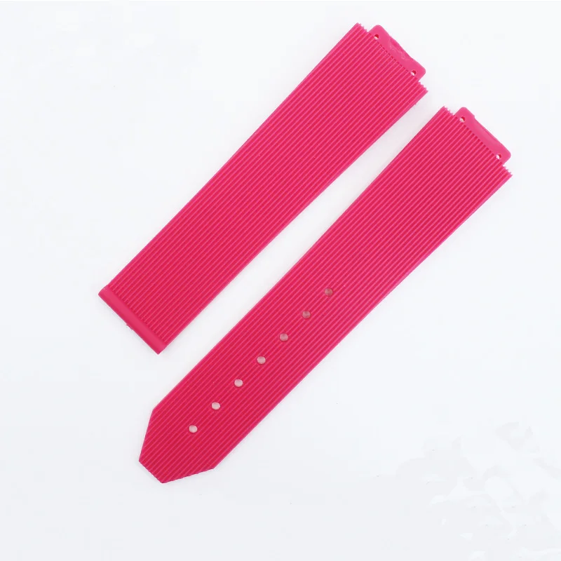 Аксессуары для часов для HUBLOT, резиновый ремешок серии 15 мм x 21 мм, женский водонепроницаемый силиконовый ремешок для спорта на открытом воздухе - Цвет ремешка: Ярко-розовый
