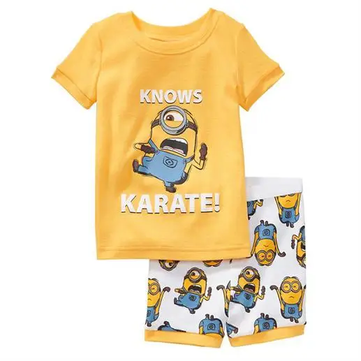 Детский пижамный комплект, хлопковые штаны с героями мультфильмов детская одежда с короткими рукавами Повседневная одежда для сна домашняя детская одежда - Цвет: color at picture