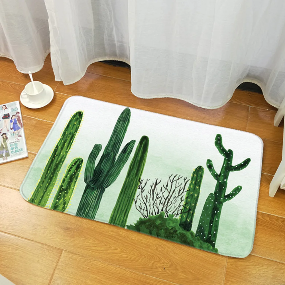 

Soft Hallway Living Room Square Carpet Area Rug Bathroom Kitchen Foot Door Mat Green Leaves Fashion teppich wohnzimmer #15
