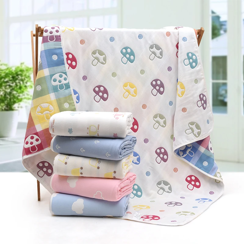 

6 Layers Baby Muslin Blankets Pure Cotton Gauze Bath Towel Newborn Envelope Swaddle Bedding For Infant Soft Hold Wraps 80*80cm