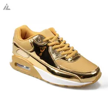 2016 Brand Autumn Casual Shoes Durable Outdoor Lace-Up Lover Superstar Air Mesh Breathable Glossy Gold Men Walking Shoes