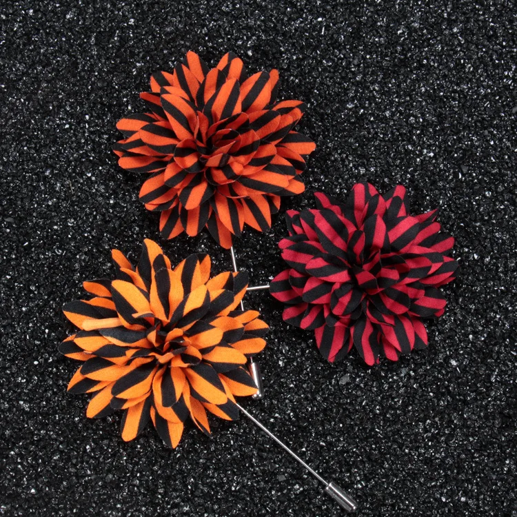 

i-Remiel Korean Handmade Striped Fabric Flower Brooch Pin Men's Suit Brooches and Pins Shirt Lapel Pin Clothing & Accessories