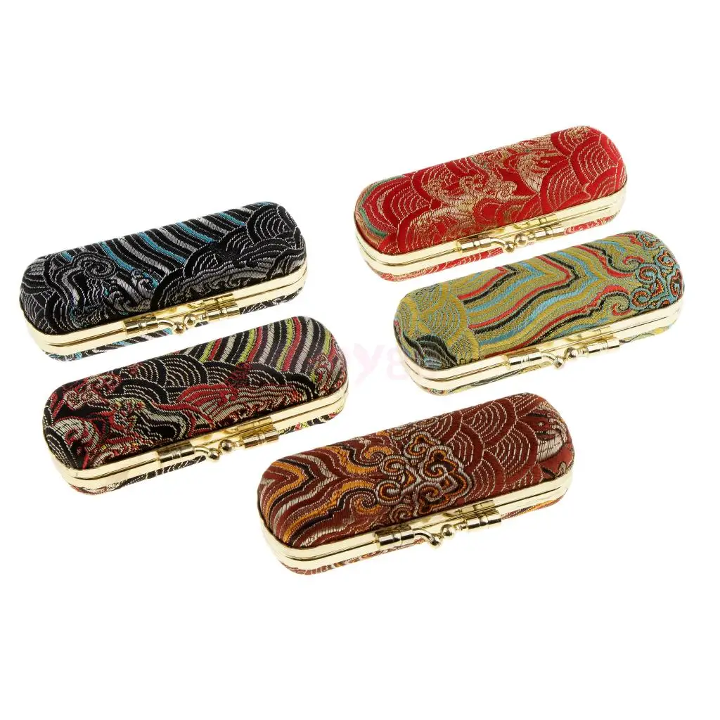 Chinese Traditional Style Handmade Lipstick Lip Gloss Case Storage Box Balm Holder with Mirror Random Color