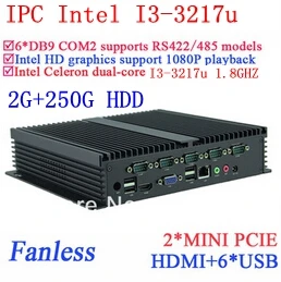 Мини ПК I3 с чипом Gigabit Ethernet NM70 6 USB COM 2 Гб ОЗУ 250 HDD WIN7 WIN8 LINUX свободный накопитель NAS 7*24