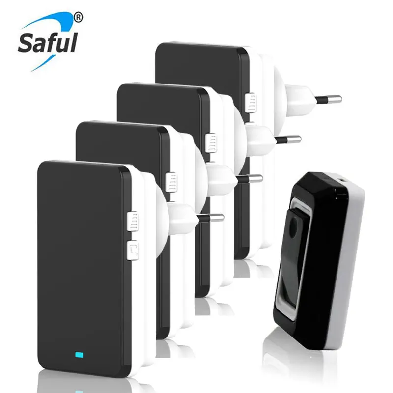 

Saful Wireless DoorBell Waterproof EU/US/UK 28 melody Easy Set Up Door Bell hot sale 4 Indoor Wireless Doorbell Receiver