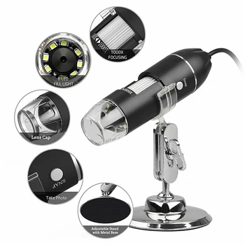 

1600X Digital Microscope Camera 8-LED Endoscope Magnification W/ Stand