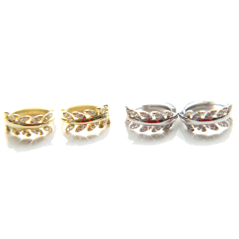 

2019 Special Offer Rushed Orecchini Earrings 100% 925 Silver Spring Leaf Design Cz Hoop Women Ladies Clip On Huggie Earring