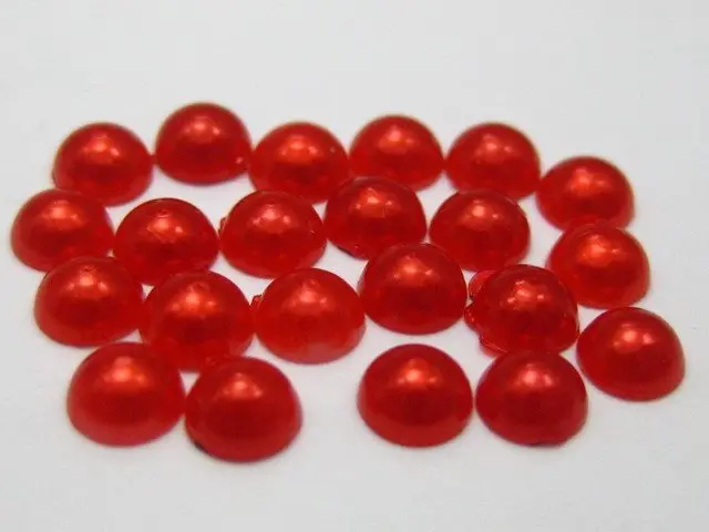 

2000 Red Half Pearl Gems Flatback Bead 3mm Nail Art Tips +Storage Box