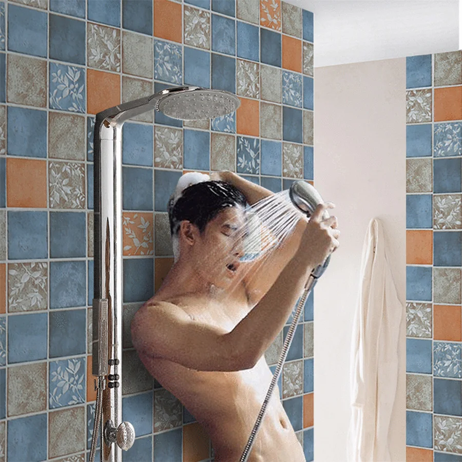 

PVC Waterproof Bathroom Toilet Wall Decal Vinyl Self Adhesive Mosaic Wallpaper Roll Kitchen Backsplash Tiles Stickers Home Decor