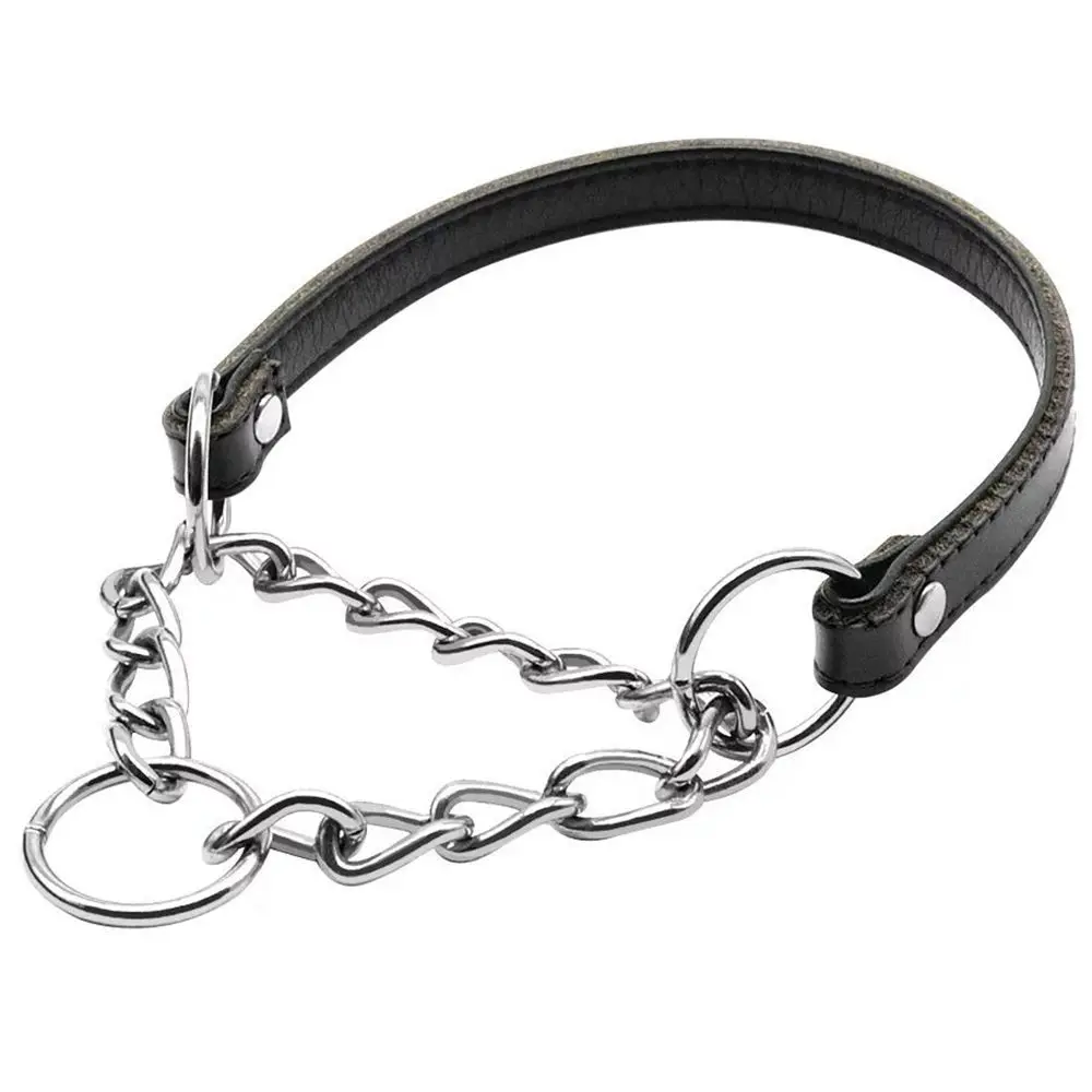 SZS Hot Leather Padded Training Martingale Choke Chain Dog Collar for