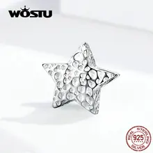 WOSTU Настоящее 925 пробы серебро Ослепительная Звезда Шарм Подходит браслет бусины браслет серебро 925 ювелирные изделия FIC1246