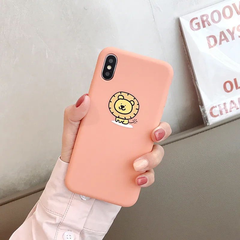 PEEPING cute cartoon animal Giraffe lion Case For iPhone 7 7Plus 6 6S 6Plus 8 8Plus X XR XS Max TPU Anti-fall Candy soft shell03
