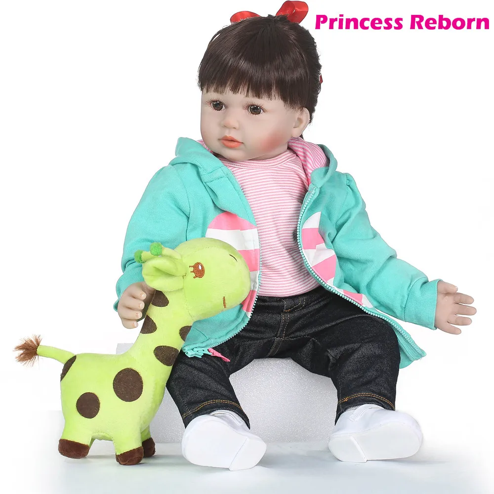 

58cm High-end vinyl silicone reborn babies doll toy long hair toddler newborn girl babies princess doll birthday play house toy