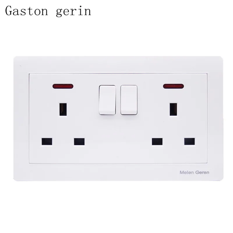 

146 Double 3 Hole 13A UK Switched Socket Panel with Led Indicator 110V-250V 146*86mm UK Standard Wall Socket Plug Power Outlet