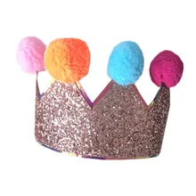 Бутик ins 5 шт. модный симпатичный помпон Pom Tiaras повязки на голову блестящие тиары мягкие повязки для волос Принцесса вечерние аксессуары для волос