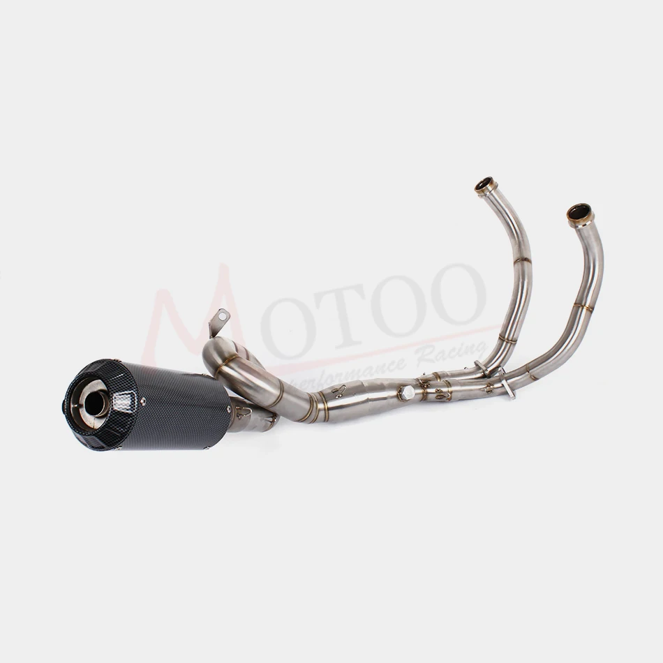 Motoo-de escape completo del sistema de escape con el enlace para YAMAHA FZ-07 MT-07 FZ 07 MT 07 2014-2017 con silenciador XSR700 2016-2017