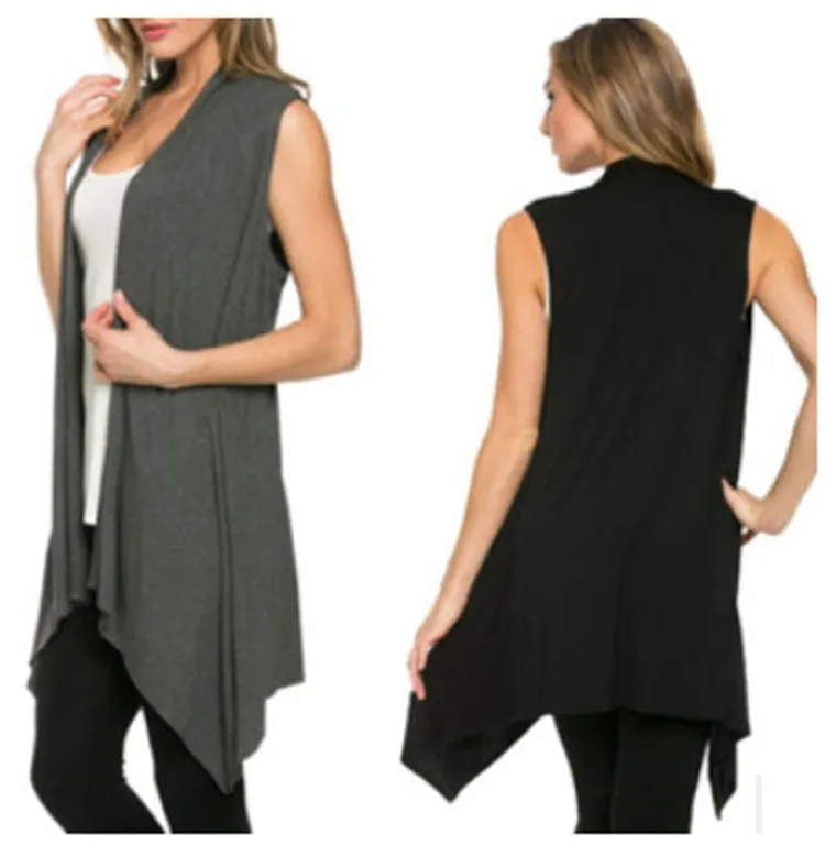 New Long Cardigans Women Summer Asymmetric Knitted Sweater Sleeveless